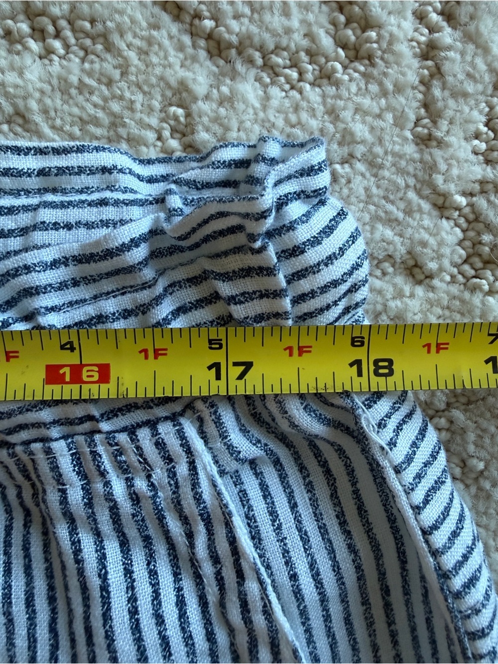 Hard Tail Women’s XL Striped Lightweight Drawstring Cropped Pants - Blue & White - Picture 9 of 11
